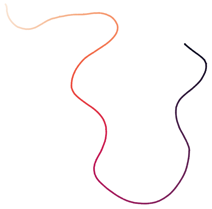a wiggling continuous line, with a smooth colour gradient along its length